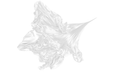 Beautiful flowing fabric of white wavy silk or satin. 3d rendering image.