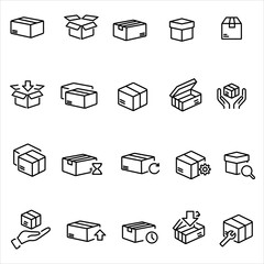 Box  Icon set in trendy outline style isolated on white background. 
Box symbol for your web site design, logo, app, UI.
 Vector illustration.editable vector.