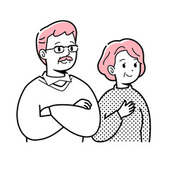 シニア夫婦　A　線画