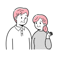 シニア夫婦　B　線画