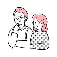 シニア夫婦　C　線画