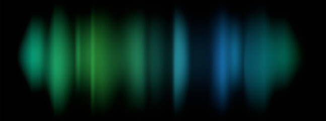 abstract green and blue spectrume aurora in the dark night sky background