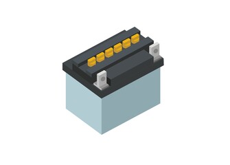 Accumulator battery simple isometric illustration.