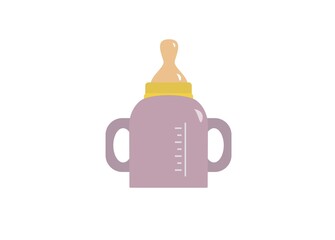 Baby bottle with two handles simple flat icon