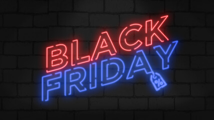Black Friday Sale neon text Glowing neon sign advertising