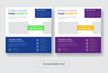 Covid19 education social media post banner template set