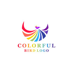 Fototapeta na wymiar flat colorful bird vector logo in modern style for company