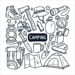 Camping Line Doodle Illustration