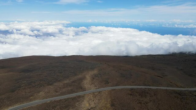 Above the Clouds on Haleakalā Volcano on Hawaiian Island of Maui, Aerial