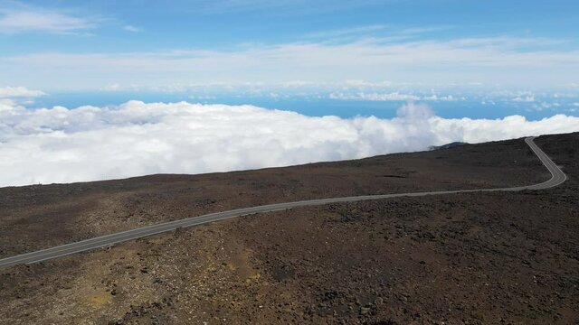 Haleakala Volcano Mountain Peak on Hawaii Island of Maui, Aerial