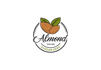 Almond logo template. vector in white background
