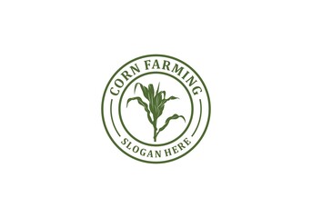 corn farming logo template in white background