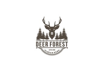deer forest logo template , vector in white background