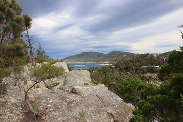 Fototapeta na wymiar View from Whaler's Lookout, Bicheno, eastern Tasmania, Australia.