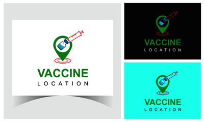 Vaccine Location Logo Design Template.  Covid-19 Vaccine Location Icon.