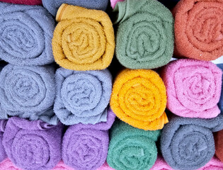 Close up photo of baht towel on sanitary shop