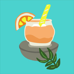 Orange juice vector. Hand drawn illustration. The concept of enjoying summer