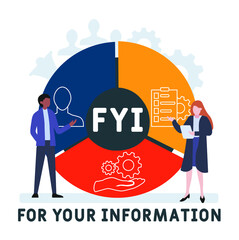 Flat design with people. FYI - For Your Information acronym. business concept background. Vector illustration for website banner, marketing materials, business presentation, online advertising