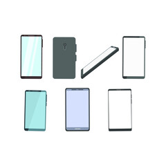 A set of different mobile phones. Vector illustration, flat realistic design isolated on white background, eps 10.
