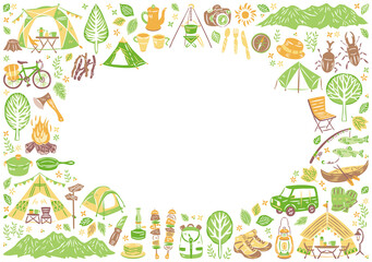 夏　アウトドア　レジャー　キャンプ　バーベキュー　フレーム