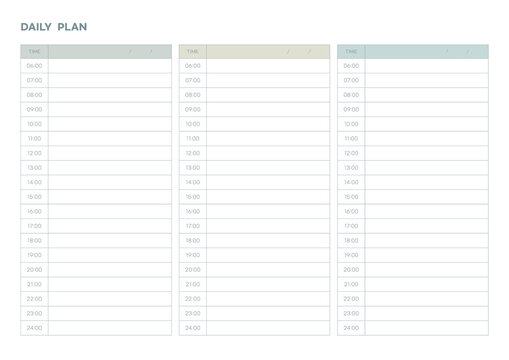 Note, scheduler, diary, calendar planner document template illustration. daily plan form.