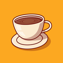 Overflow coffee cup illustration design. Isolated food design concept
