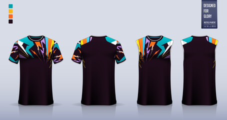 T-shirt sport, Soccer jersey, football kit, basketball uniform, tank top, and running singlet mockup. Fabric pattern design. Vector. © tondruangwit
