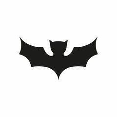 Black bat. Vector Icon for Halloween.