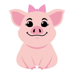 Fototapeta na wymiar Cartoon Cute Female Pig Illustration