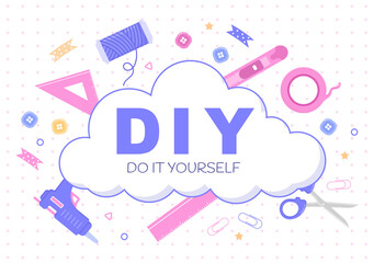 DIY Tools Do It Yourself Background Illustration For Home Renovation and Creative Projects. Using To Banner, Wallpaper or Landing Page Template