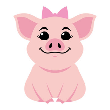 Cartoon Cute Female Pig Illustration