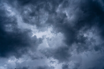 Dramatic stormy sky with beautiful cloud at sundown before the rain