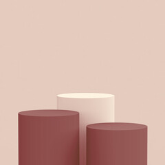 Abstract 3d brown color cylinder podium minimal studio background.