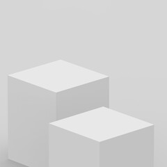 3d gray white cube and box podium .. minimal scene studio background. Abstract 3d geometric shape object illustration render. Display for online business product.