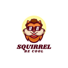 Vector Logo Illustration Cool Squirrel Mascot Cartoon Style.