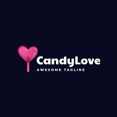 Vector Logo Illustration Candy Love Gradient Colorful Style.