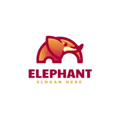 Vector Logo Illustration Elephant Gradient Colorful Style.