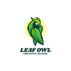 Vector Logo Illustration Leaf Owl Gradient Colorful Style.