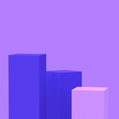 Abstract 3d purple violet and white cubes square podium minimal studio background.