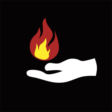 hand symbol or logo with fire