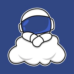 Astronaut sleeping on the cloud cartoon illustration