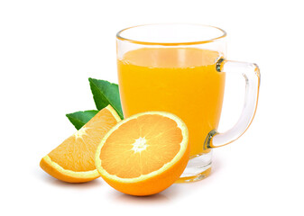 glass of orange juice and orange