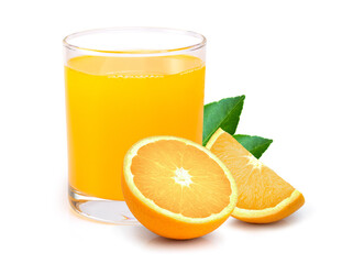 glass of orange juice and orange