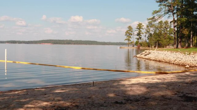 lake scene with distant islands at lake Thurmond in Georgia