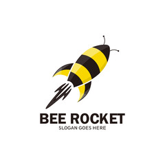 Rocket bee logo template, bee rocket plane - vector