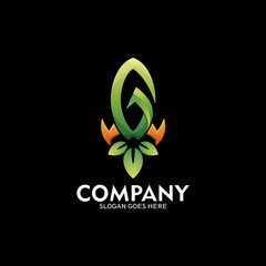 letter G rocket logo, Go green symbol logo - vector