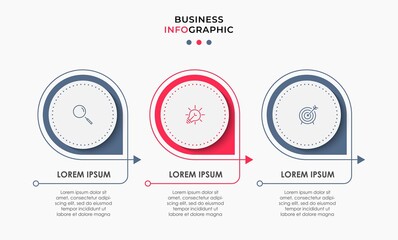 Vector Infographic design business template with icons and 3 options or steps. Can be used for process diagram, presentations, workflow layout, banner, flow chart, info graph