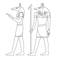 Illustration set of Egyptian god (Anubis) (white background, vector, cut out)