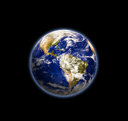 Earth in the space. Blue planet for wallpaper. Green planet or Globe on galaxy. Elements of this image furnished by NASA