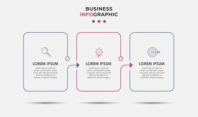 Vector Infographic design business template with icons and 3 options or steps. Can be used for process diagram, presentations, workflow layout, banner, flow chart, info graph